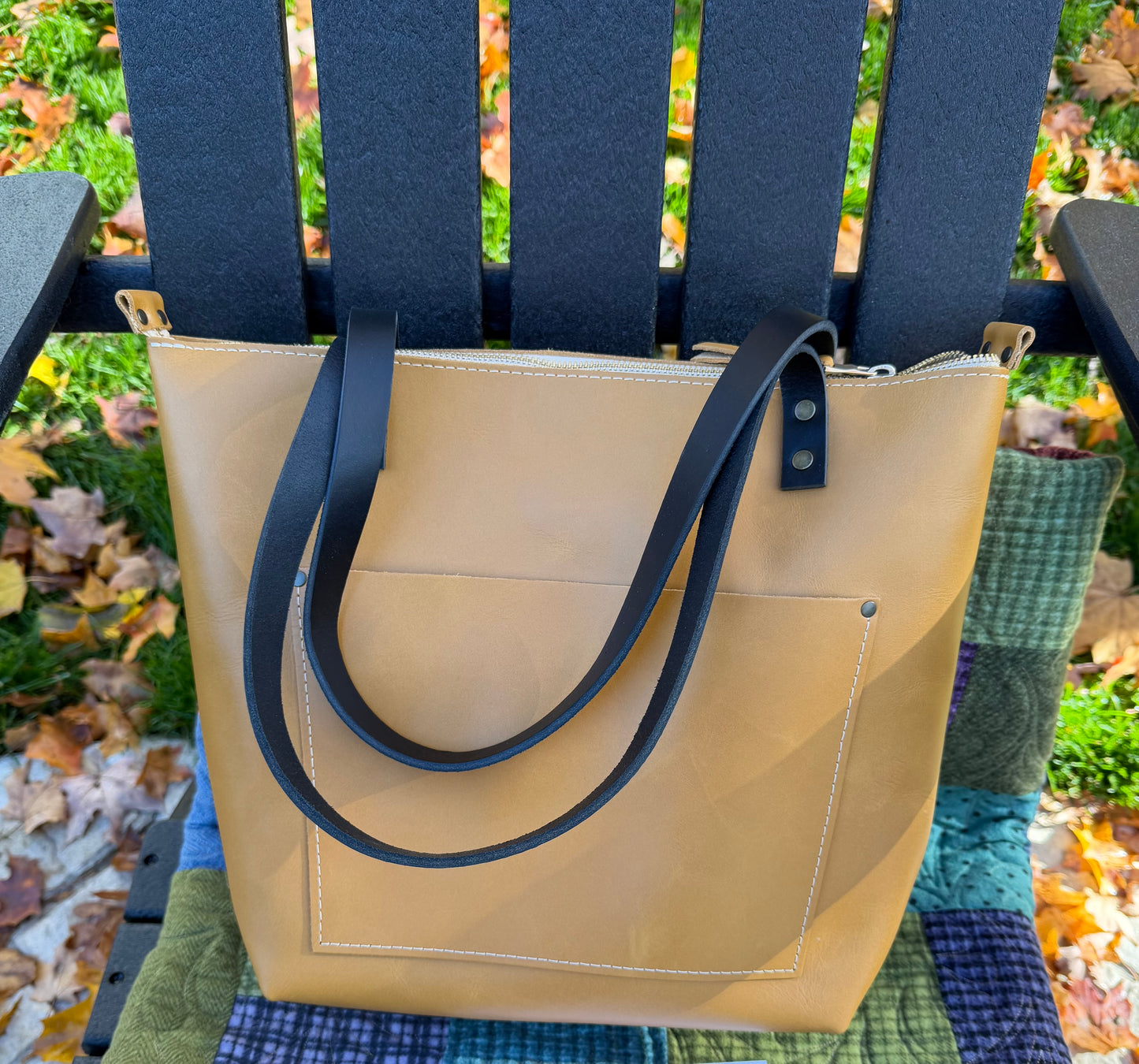 Portland Leather Goods Medium Mango Zippered Tote